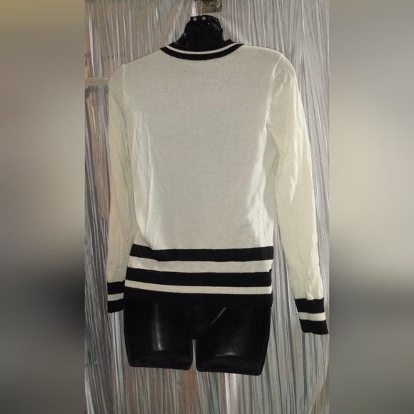Twinset milano lightweight long sleeve top black and cream small ribbon - Picture 4 of 8